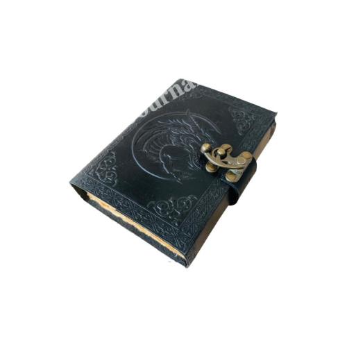 Dragon DND Vintage Leather Book of Spells Celtic Wiccan Journals for Writing Black Handmade Deckle Art Paper Planner Diary